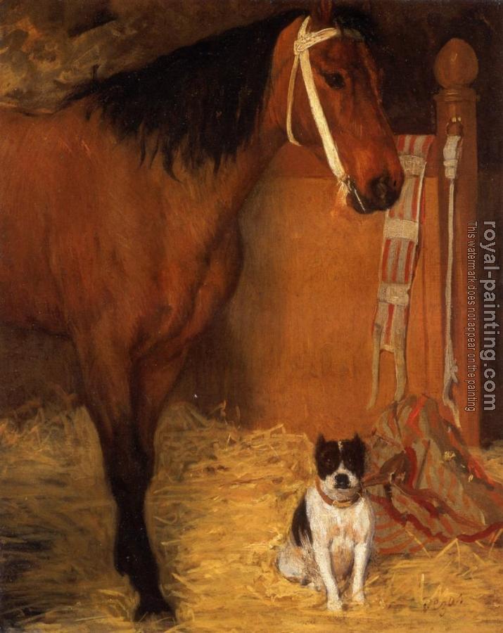 Edgar Degas : At the Stables, Horse and Dog
